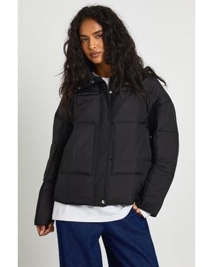 Boohoo Square Quilted Puffer Jacket - Black