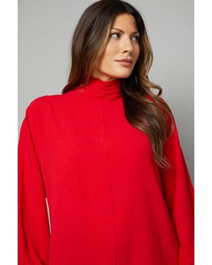 Wallis Woven Batwing High Neck Blouse - Red