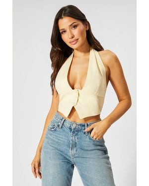 MissPap Halter Neck Button Front Top - Blue