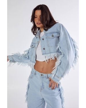 Nasty Gal Frayed Edge Jean Jacket - Blue