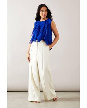 Wallis Petite Ruffle Detail Sleeveless Blouse - White