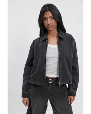 Boohoo Collared Denim Jacket - Black