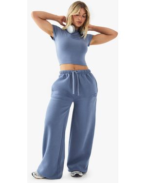 Boohoo Pantalón Deportivo Recto Con Letras Dsgn Studio En Contraste - Azul