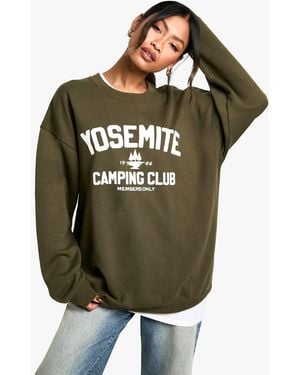 Boohoo Yosemite Camping Club Oversized Sweatshirt - Green