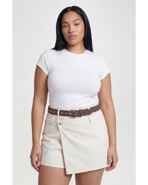 Boohoo Plus Denim Skort - White