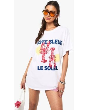 Boohoo Lobster Graphic Oversized T-Shirt - White