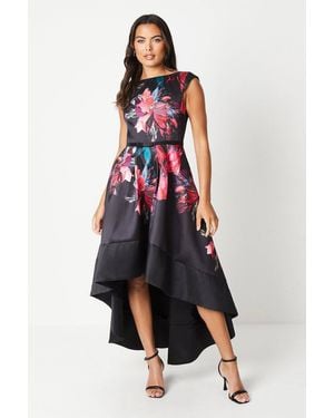 Coast Printed Satin Twill High Low Dress - White