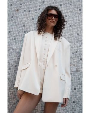 Nasty Gal Essentials Tailored Oversized Double Button Blazer - White