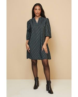 Wallis Petite Flannel Collarless Shift Dress - Blue