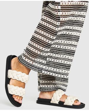Boohoo Plaited Double Strap Slider - Grey