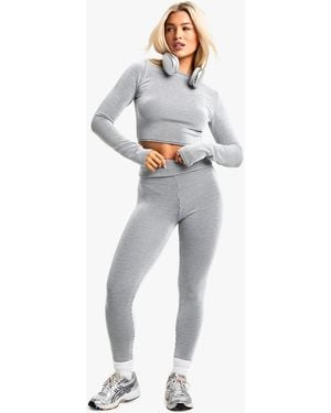 Boohoo Two Tone Legging And Long Sleeve Top Set - Blue