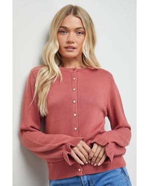 Oasis Ruffle Detail Cropped Cardigan - Red
