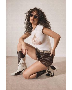Nasty Gal Limited Cow Hide Leather Shorts - Brown