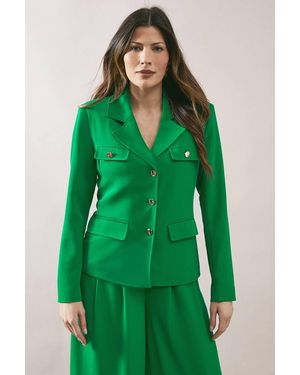 Wallis Four Pocket Button Through Blazer - Green