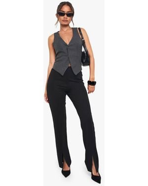 Boohoo Ponte Split Hem Legging - Blue