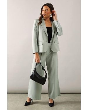 Wallis Petite Pinstripe Wide Leg Trouser - Green