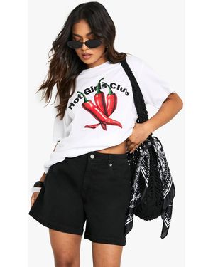 Boohoo Petite Denim Boyfriend Short - Black