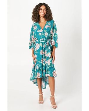 Wallis Occasion Drop Hem Belted Midaxi Dress - Blue