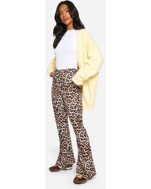 Boohoo Leopard Print High-Rise Flared Pants - Multicolor