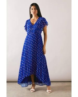 Wallis Printed Floral Ruffle Midi Dress - Blue