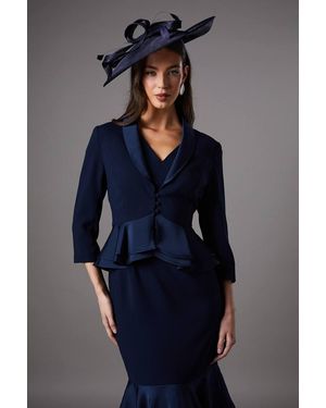 Coast Satin Back Crepe Tailored Jacket With Peplum - Blue