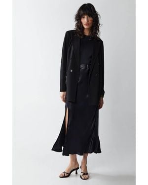 Warehouse Satin Slip Skirt - Black