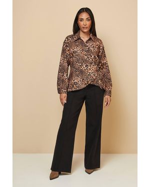 Wallis Petite Leopard Print Knot Detail Shirt - Natural
