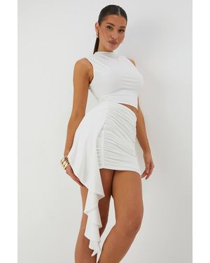 MissPap High Neck Top & Drape Mini Skirt Co-Ord - White