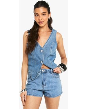 Boohoo Diamonte Denim Short - Blue
