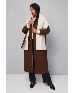 Wallis Double Faced Scarf Detail Coat - Brown