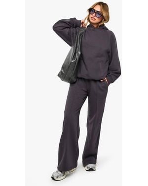 Boohoo Pintuck Detail Deep Waistband Wide Leg Jogger - Gray