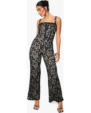 Boohoo Lace Corset Jumpsuit - White