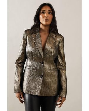 Wallis Petite Jacquard Blazer - Brown