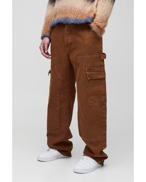 Boohoo Tall Relaxed Fit Carpenter Cargo Jeans - Brown