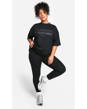 Boohoo Plus Closet Essentials Bubble T-shirt And Legging Set - Black
