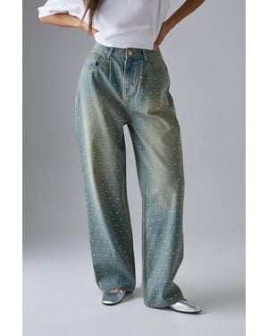 Warehouse Hotfix Embellished Denim Boyfriend Jean - Gray