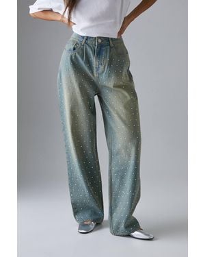 Warehouse Hotfix Embellished Denim Boyfriend Jean - Gray