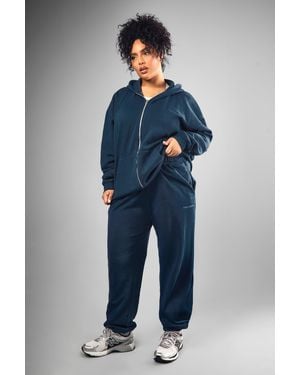 DSGN Studio Plus Embroidered Cuffed Oversized Jogger - Blue