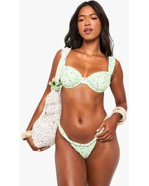 Boohoo Floral Ruched Bikini Brief - Orange
