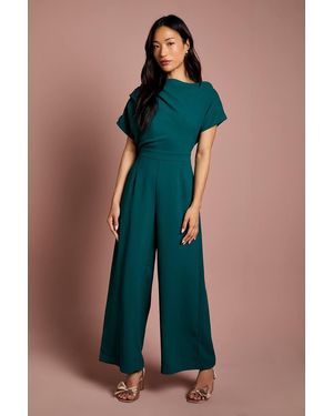 Coast Petite Pleat Off The Shoulder Jumpsuit - Blue