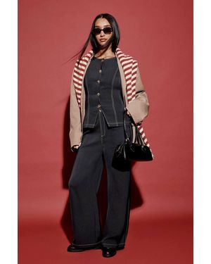 Boohoo Double Breasted Relaxed Fit Tailored Blazer - Natural