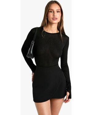 Boohoo Woven Wrap Front Mini Skirt - Black