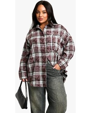 Boohoo Plus Embellished Checked Shirt - Red