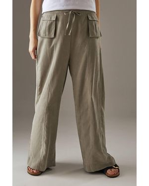 Warehouse Peach Satin Utility Pocket Wide Leg Pants - Brown
