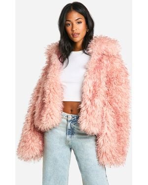 Boohoo Tall Shaagy Faux Fur Coat - Pink