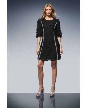Oasis Volume Puff Sleeve Mini Dress - Blue