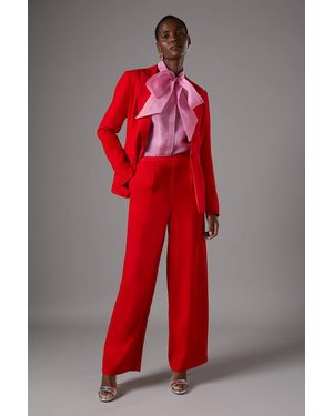 Coast Satin Detail High Waist Trouser - Red