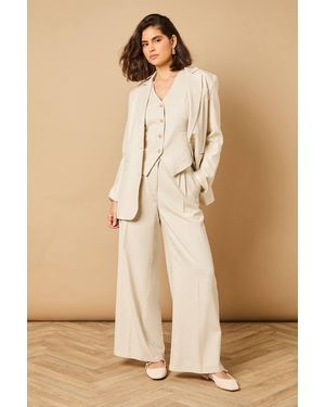 Oasis Linen Wide Leg Tailored Trouser - Natural