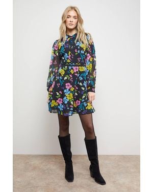 Oasis Point Collar Retro Mini Dress - Blue