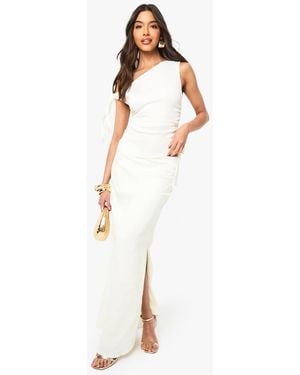Boohoo Textured Gathered Maxi Skirt - White